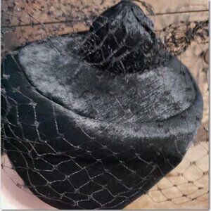 Vintage Hat By Clover Lane - Black with Veil